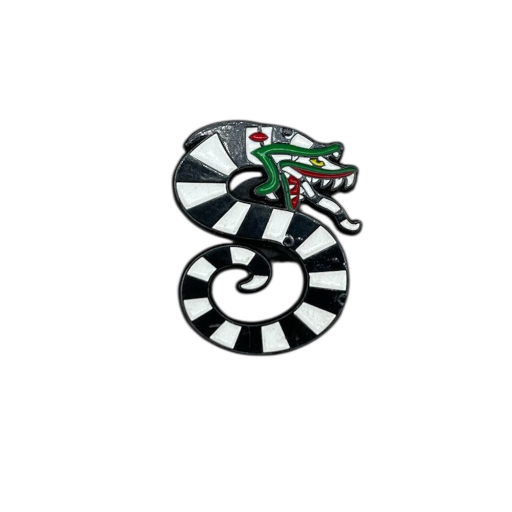 Beetlejuice Sandworm Lapel Pin Snake black and white
